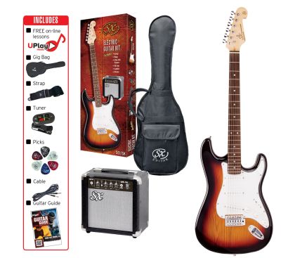 SX 4/4 Size Electric Guitar Kit in Sunburst