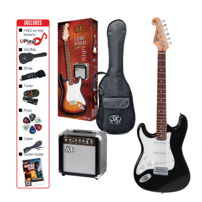 SX Left Handed 4/4 Size Electric Guitar Kit in Black