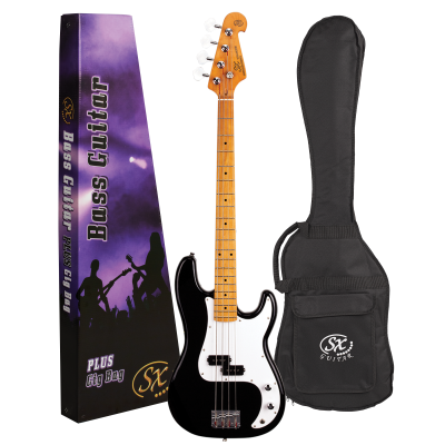 SX VEP57 Vintage 57 Style Bass Guitar in Black